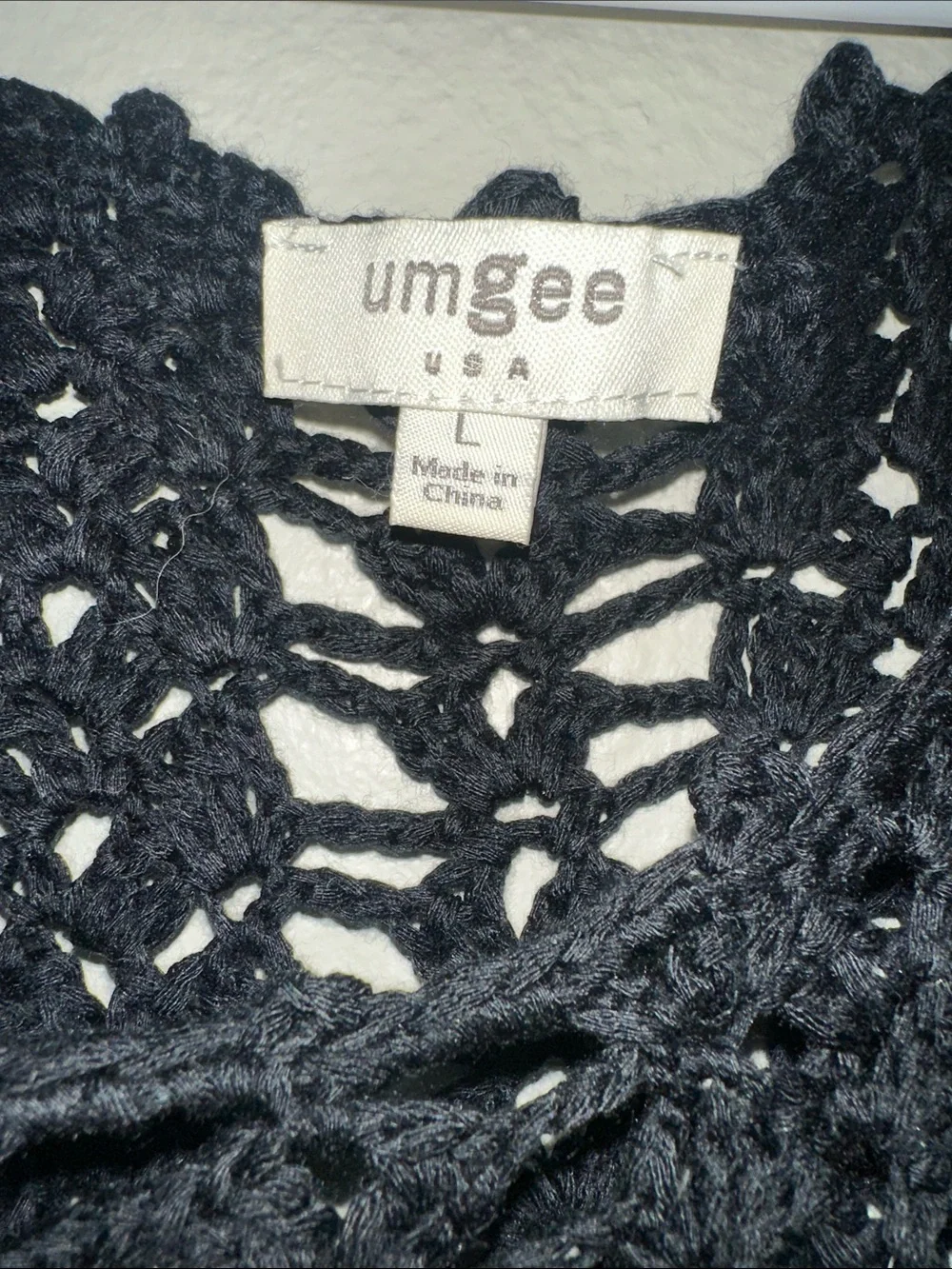 Umgee Black Crochet Fringe Poncho Sweater - Picture 2 of 5